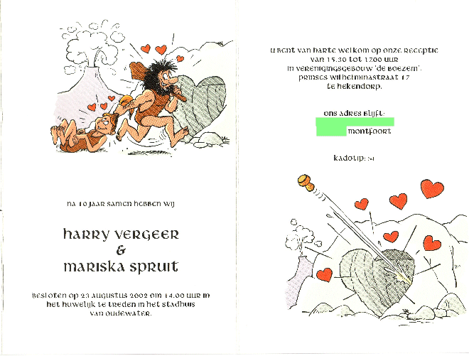 Binnenkant van de trouwkaart - Inside of wedding invitation