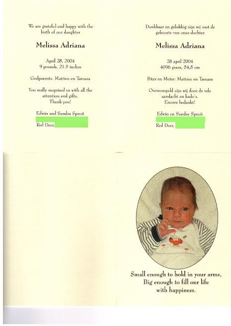 Geboortekaartje - Birthcard