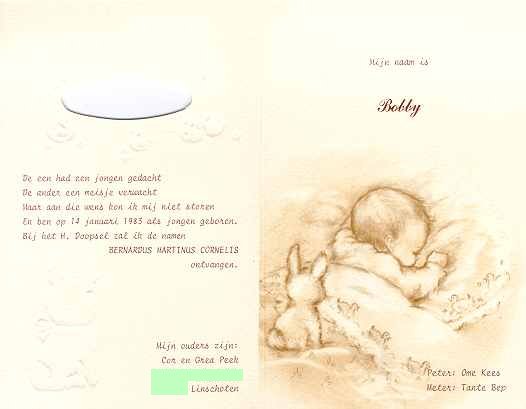 Binnenkant geboortekaartje - Inside of birthcard